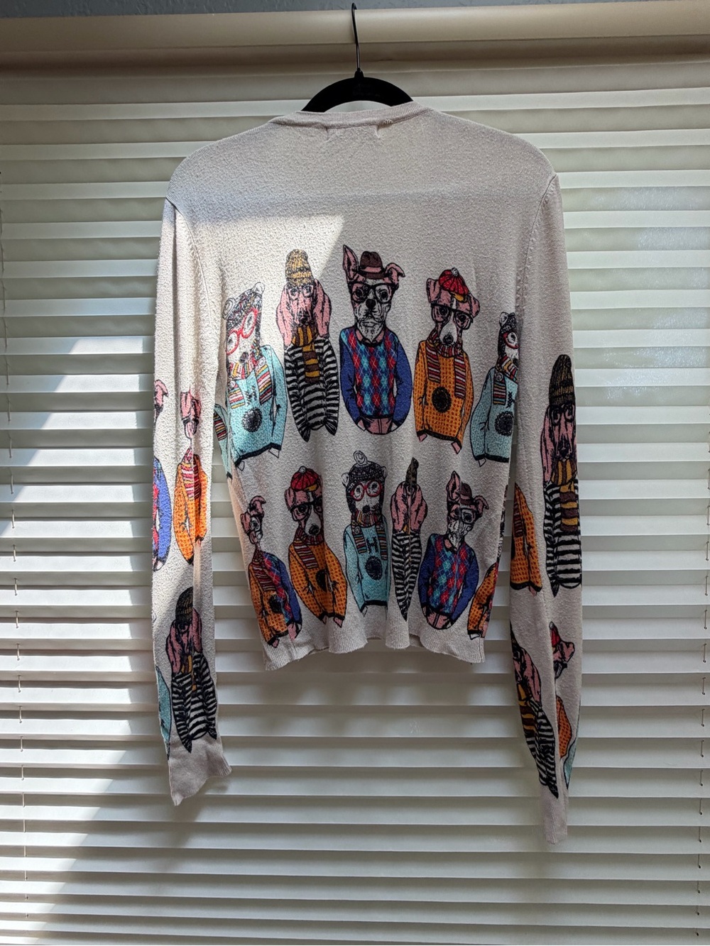 Purplish Boutique Whimsical Dog Print Long Cardigan Sweater Size S/M - Picture 3 of 5